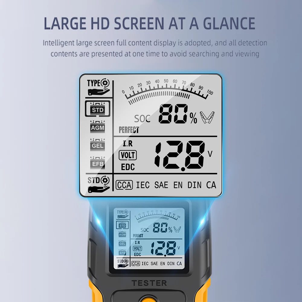 Universal 12V 24V Car Battery Tester LCD Vehicle Cranking Charging Scanner Diagnostic Battery Measurement Analyzer