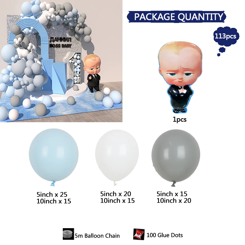 165/113PCS Boss Baby Tema Palloncino Ghirlanda Arco Kit Neonato Doccia Foil Palloncino a elio Bambini Bluey Decorazioni per feste Supplie