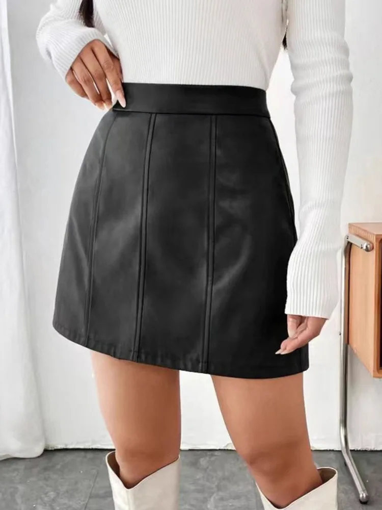 Moda aderente A-line Pu Gonne in pelle Donna 2026 Primavera Autunno Sexy alta Wasit Office Lady Gonna corta in nastro nero
