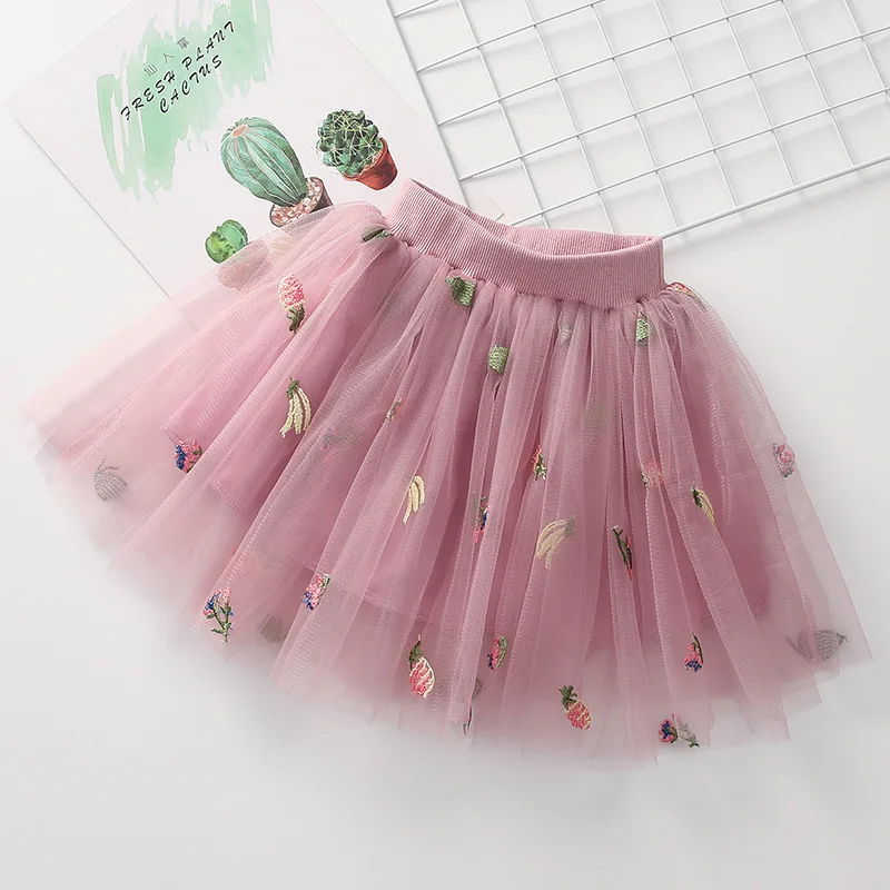 DE PEACH Summer Spring Baby Girls Tutu Skirts Kids Princess Embroidery Fluffy Tulle Skirt Children Ballet Dance Party Clothes