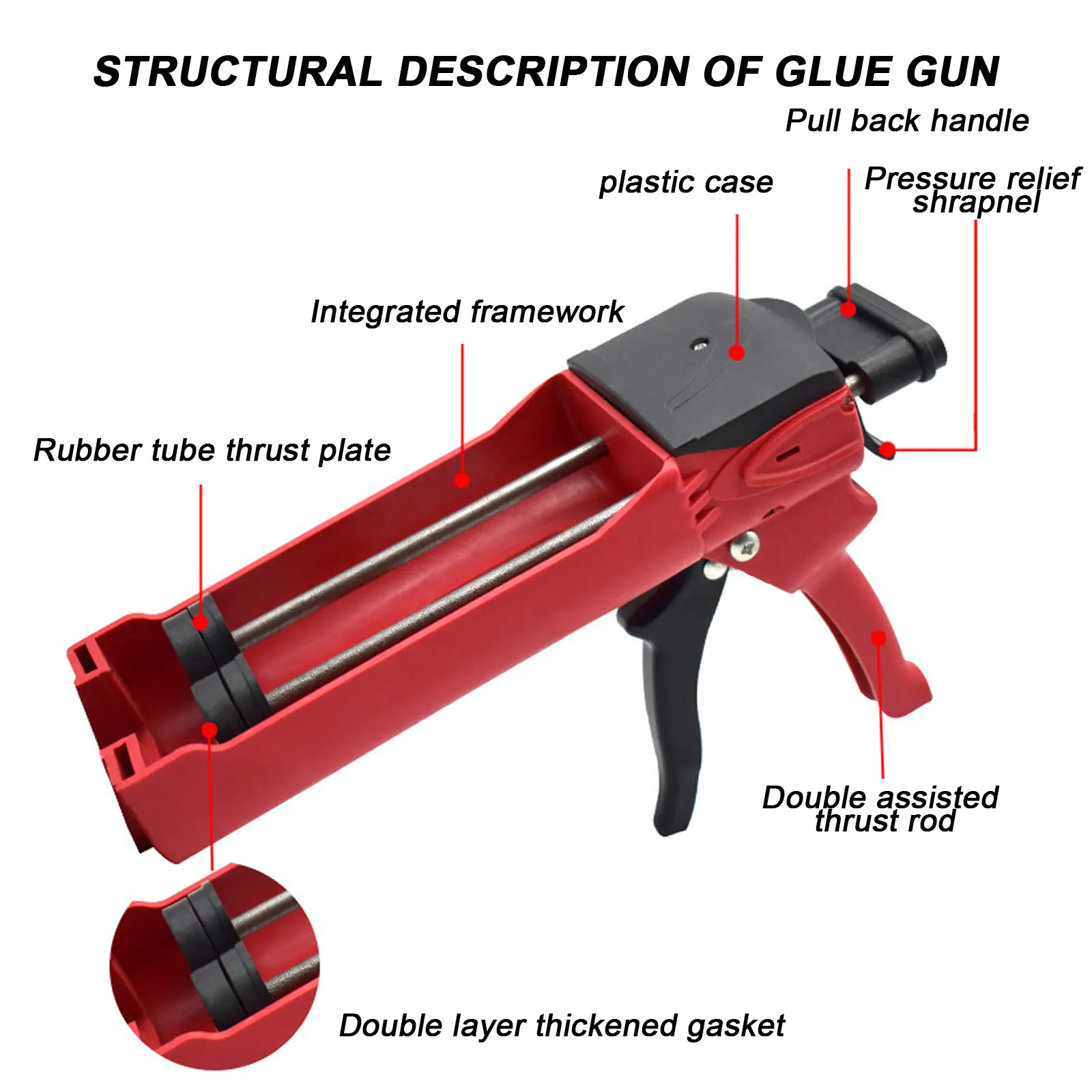 Imagem -02 - Pistola de Cola Manual Hidráulica Aplicador Duplo de Aço 400ml Pistola de Calafetagem para Costura de Azulejo Cerâmico Ferramenta de Reparo Doméstico