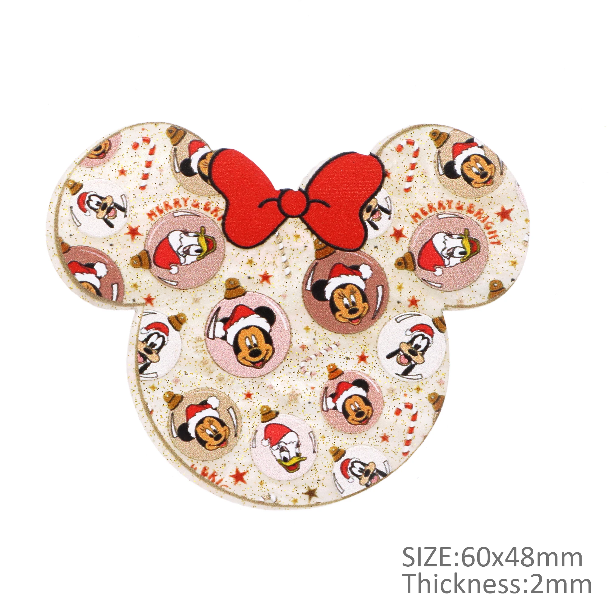 Disney Mickey Head Red Glitter Acrylic Flatback Planar Resin Craft Supplies Cabochon Scrapbook DIY Hair Bow Bag Material