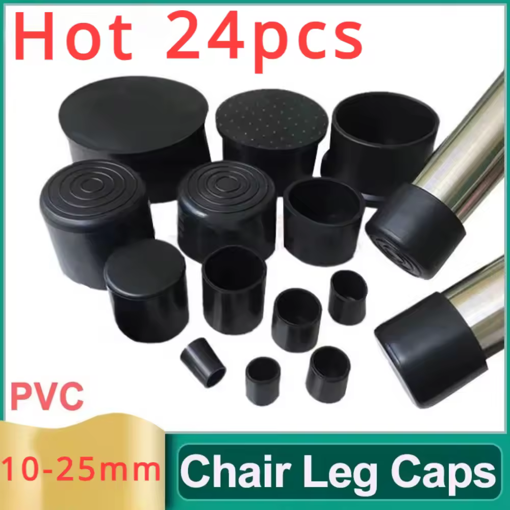 Couvre-pieds de chaise ronds en caoutchouc PVC, 10-25mm, couvre-pieds de Table, bouchon de tuyau, couvercle anti-poussière, chaussette, protection de meubles de sol, ajusteur de niveau