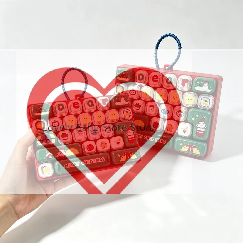 【BS】26 Key Christmas Keyboard Fidget Toy Santa Decompression Clicker Sensory Toy Bag Charm Keychain Xmas Party Gift