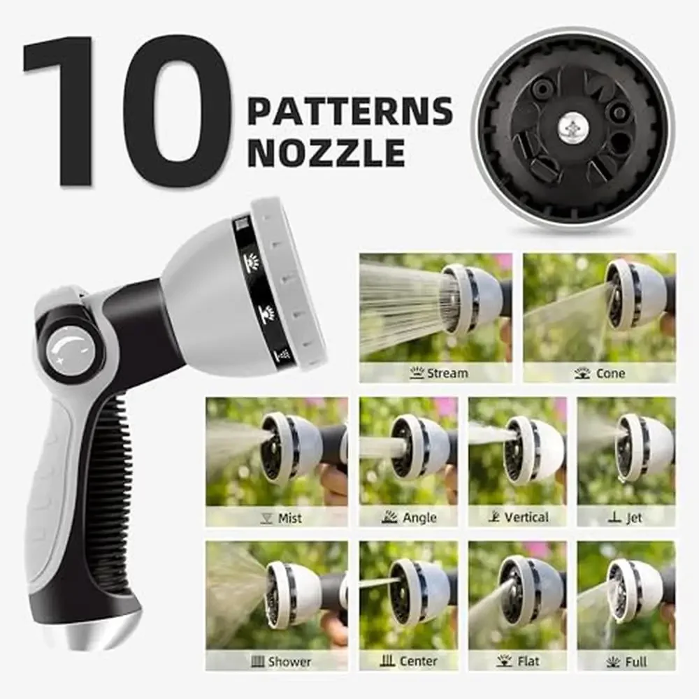 Retractable Hose Reel 100ft Wall Mount 10-Function Spray Nozzle UV Resistant Easy Installation Garden Watering Organized