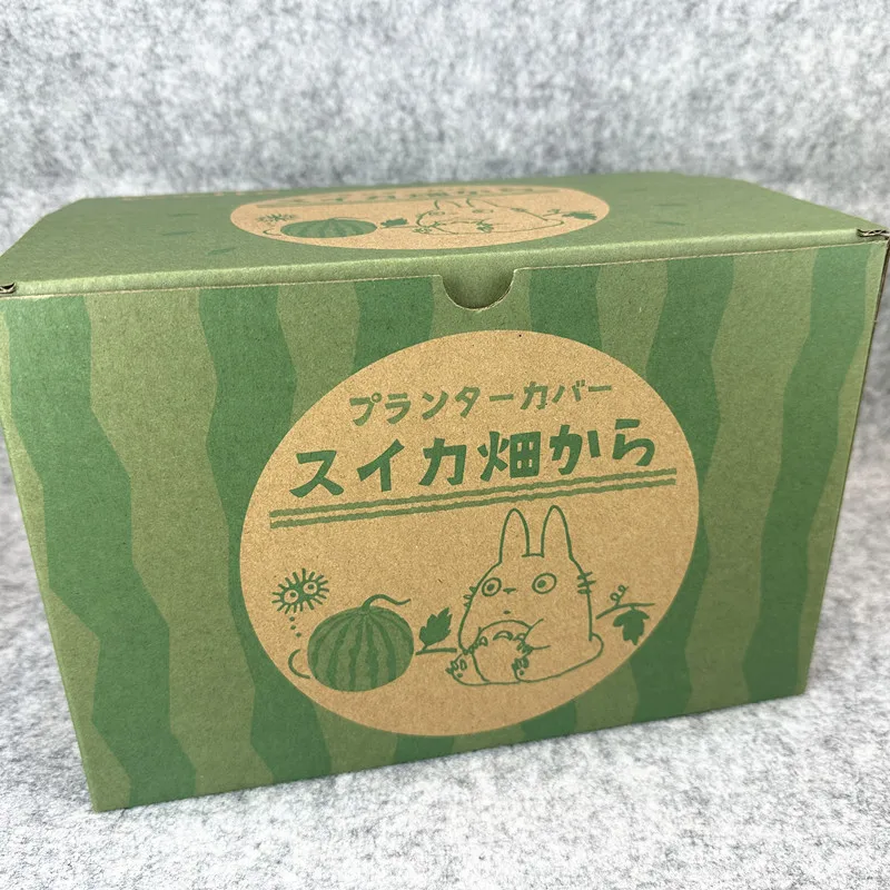 Mini Cute Totoro Watermelon Shaped Anime Figure Desktop Storage Collectible Doll Home Window Sill Decor Plant Pot Model Toy Gift