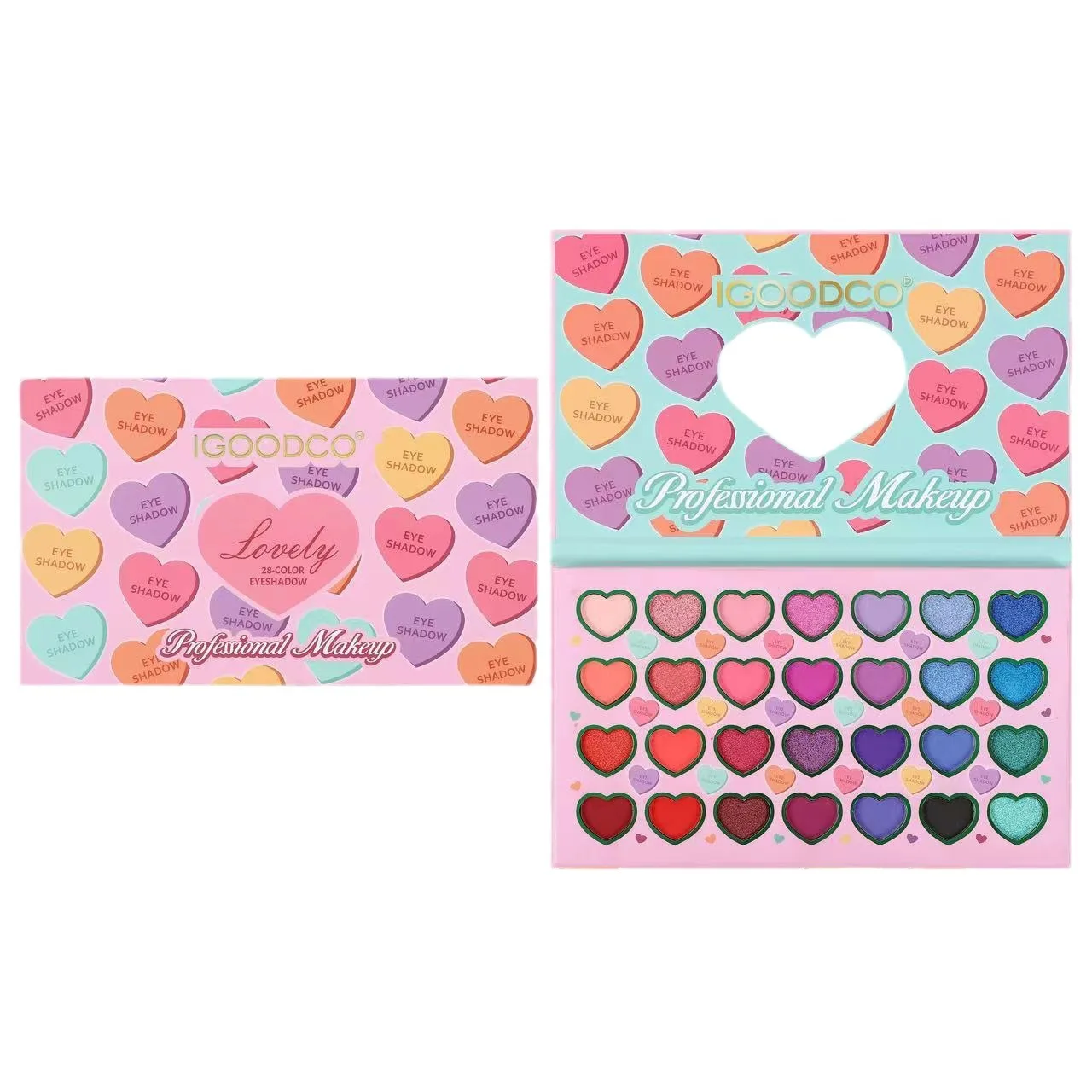 

28 color heart pattern Glitter eyeshadow matte Shimmer pearlescent makeup Long-lasting Waterproof beauty kawaii make up palette