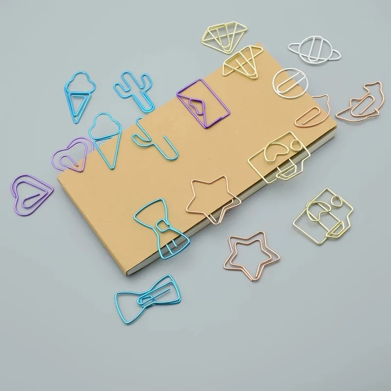 10pcs Colorful Metal Hollow Paper Clip Bookmark Clips Colorful Binder Pins School Office Supplies