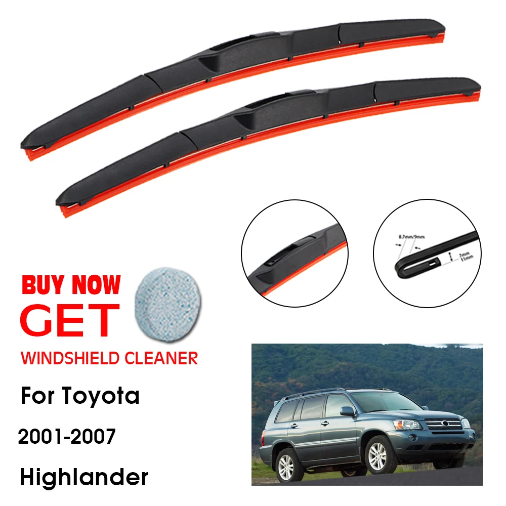 

Car Wiper For Toyota Highlander 22"+19" 2001-2007 Front Window Washer Windscreen Windshield Silica Gel Wiper Blades Accessorie