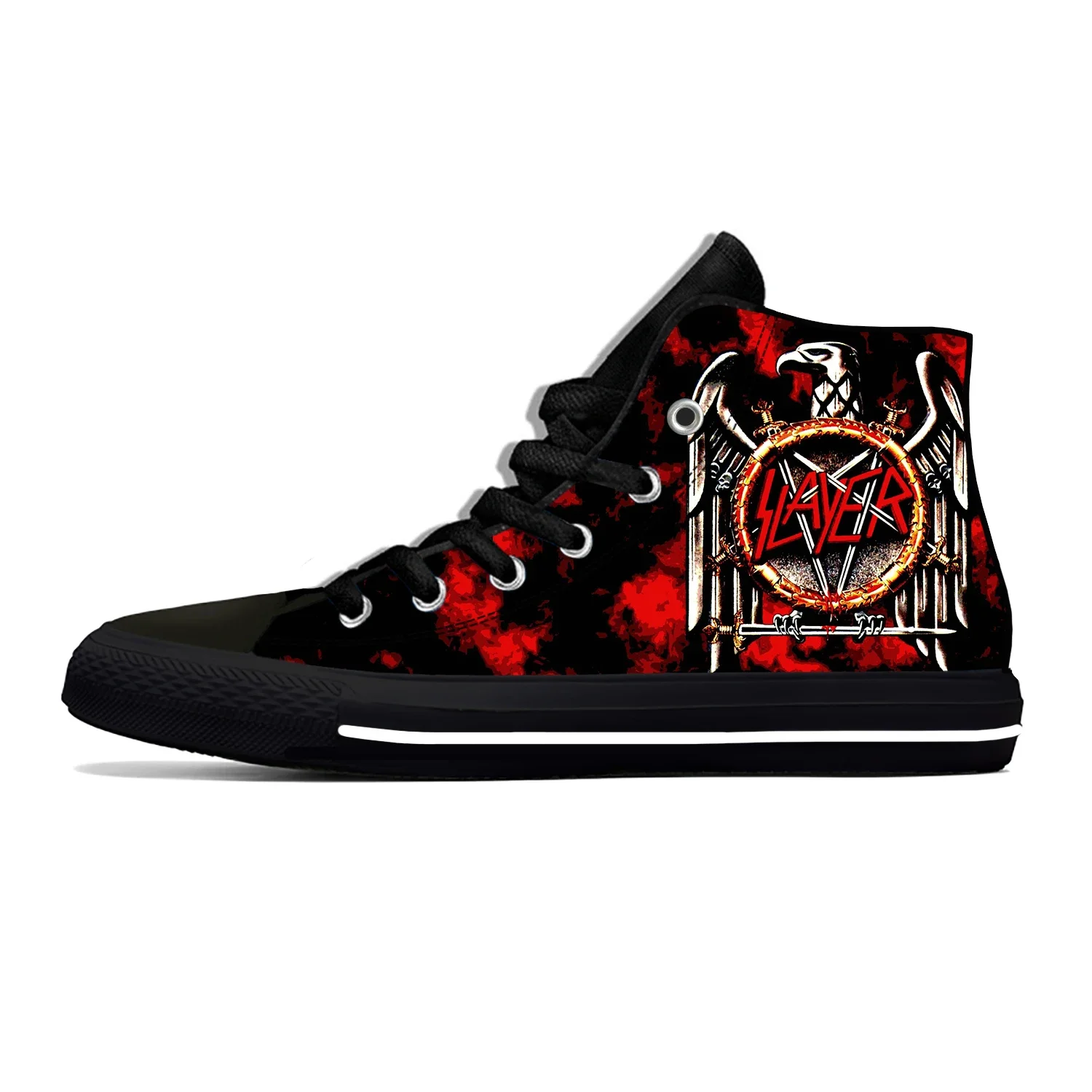 Slayer-Baskets respirantes légères pour hommes et femmes, Chaussures de gril décontractées, Chaussures de groupe de rock, Impression 3D, Horreur, Effrayant, Haut, Mode