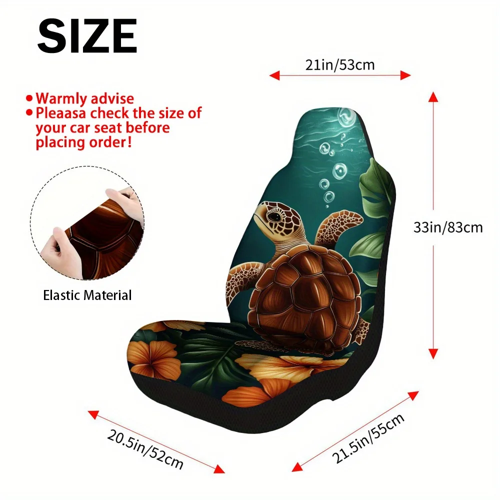 Set Of 2, Universal Car Seat Cover Set Featuring An Underwater Turtle Garden Design – Combining Luxury And Style, These Durable