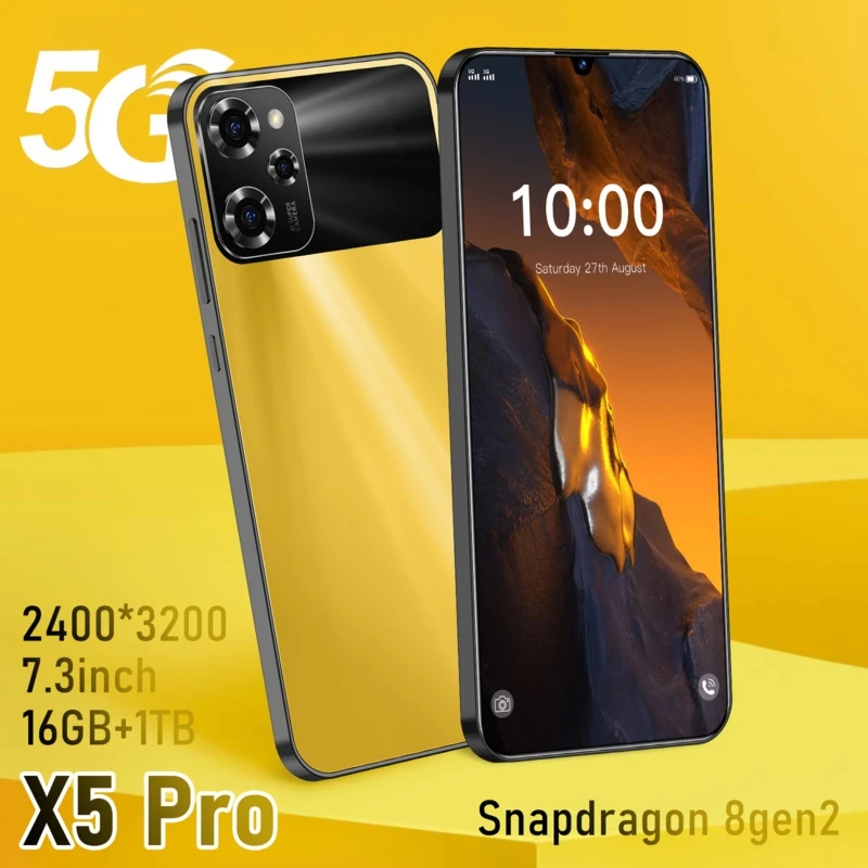 موديل جديد X5 Pro 7.3 بوصة 2025 هاتف ذكي أصلي 5G بطاقة مزدوجة وضع الاستعداد المزدوج نظام Android14 بطارية 6800 مللي أمبير في الساعة #1