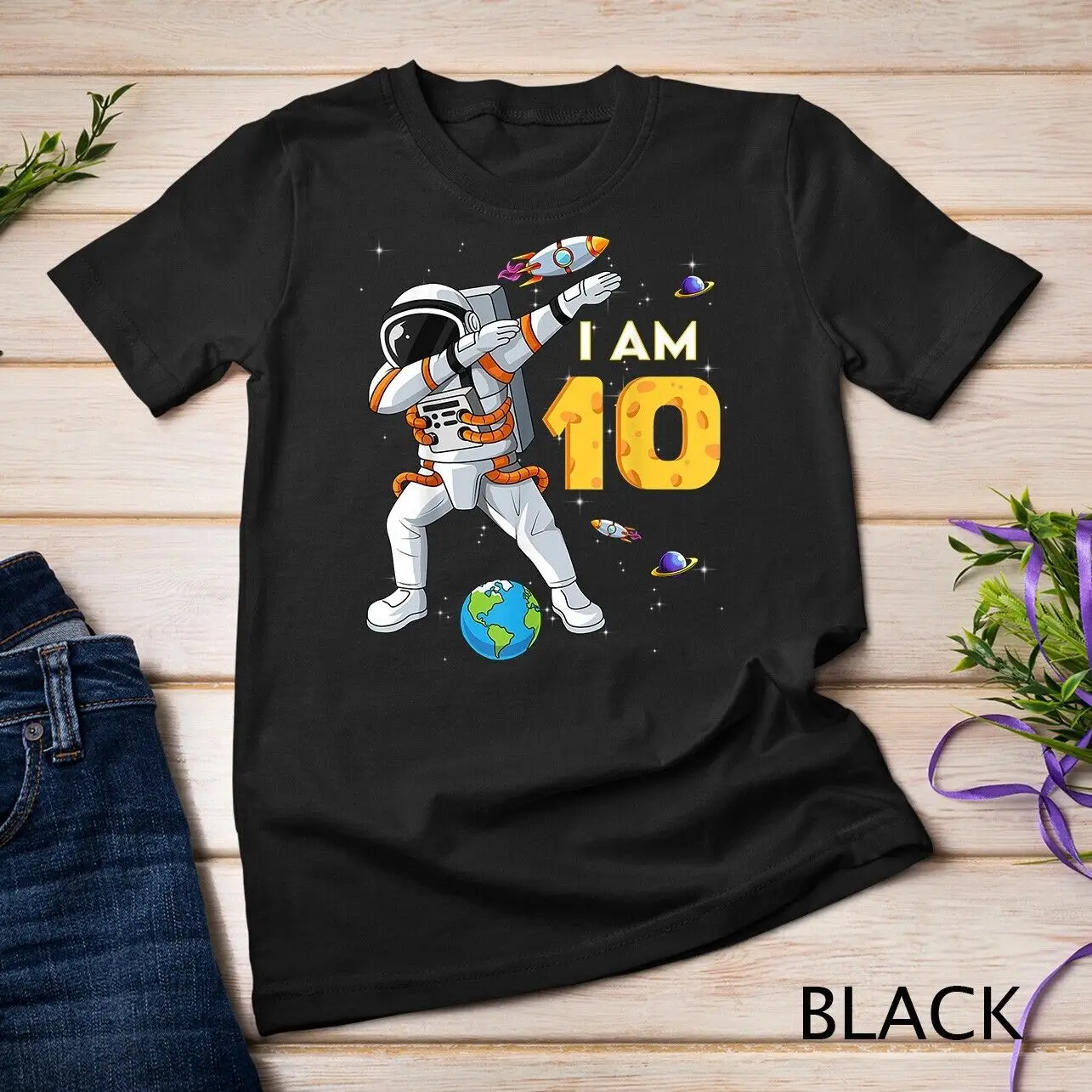 10 Jaar Oude Verjaardagsjongen Astronaut Ruimte 10e B-Day Unisex T-Shirt