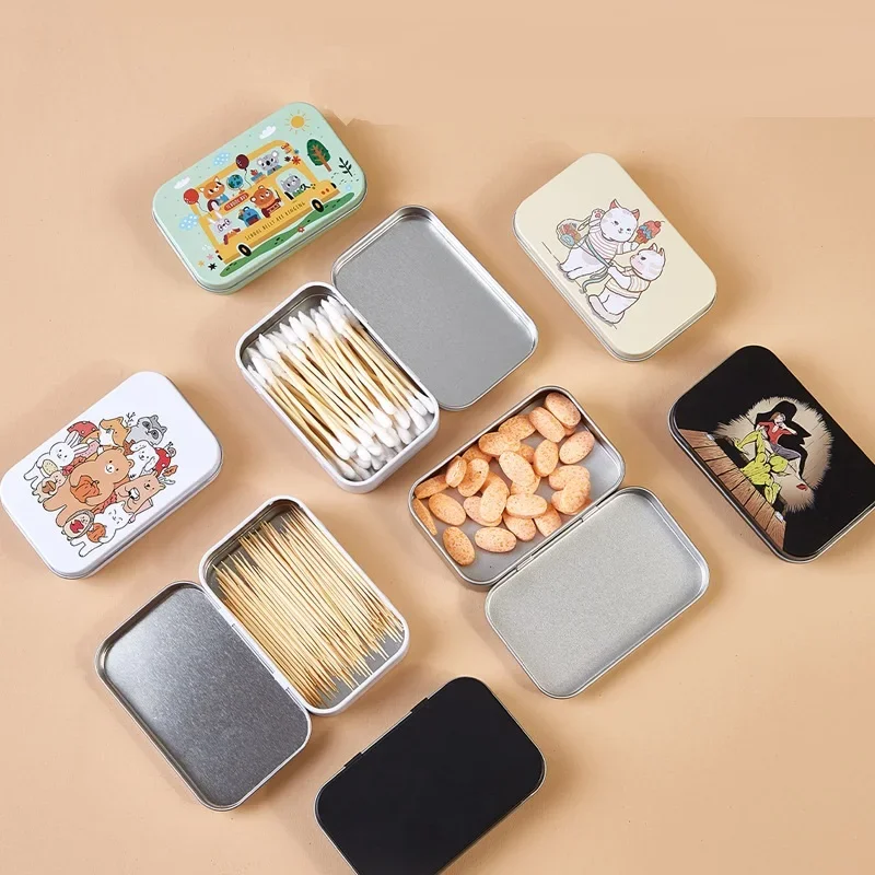 New Cartoon Cat Jewelry Tin Case Sealed Jar Packing Boxes Hairpin Candy Flip Storage Box Small Storage Cans Headphones Gift Box