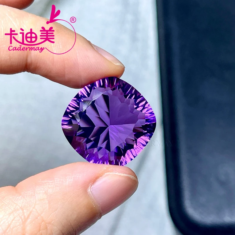 CADERMAY Cushion Shape Natural Amethyst Loose Stone With GRC Certificate  Beads For Jewelry Making