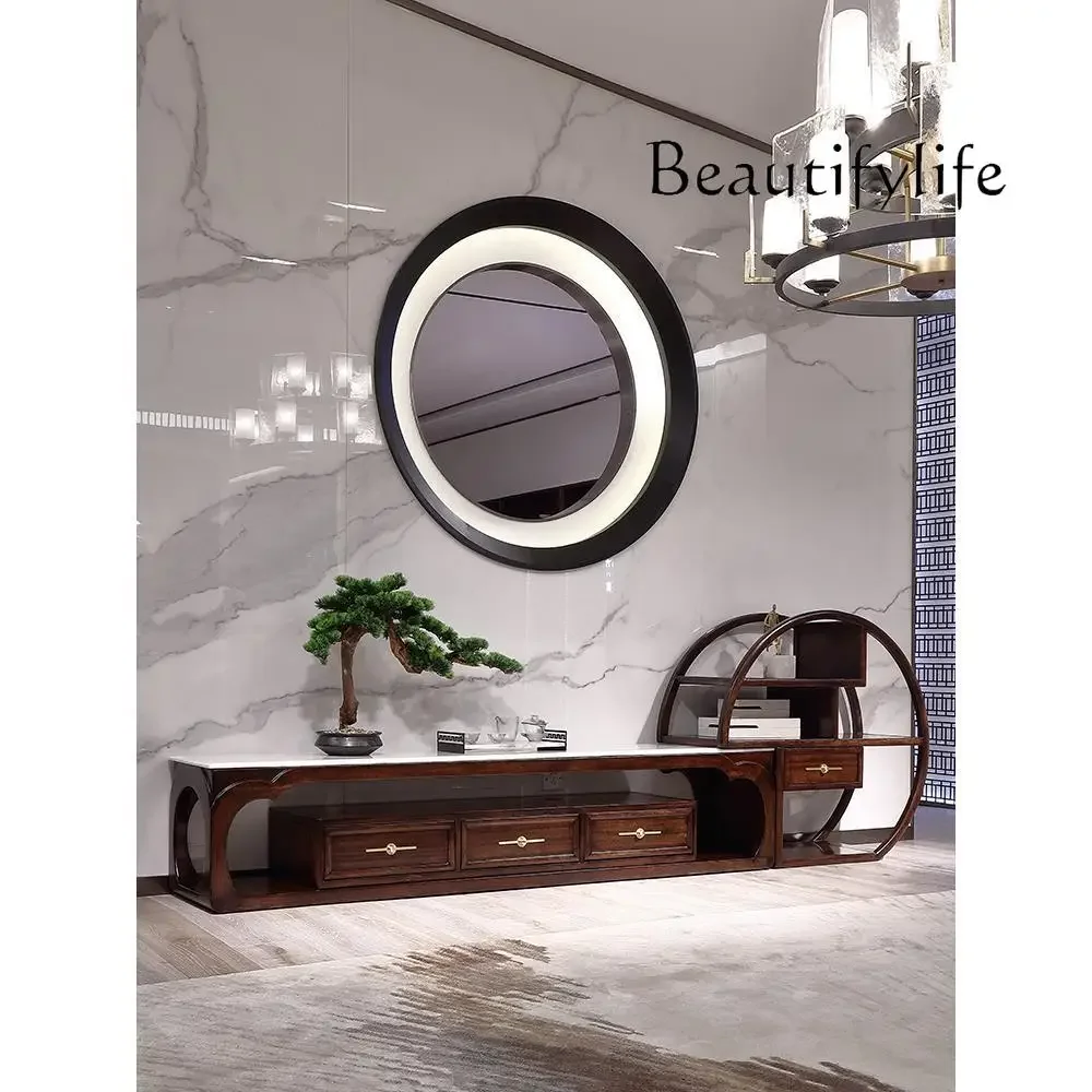 

Light Luxury New Chinese Style Ugyen Wooden TV Cabinet Marble Floor Cabinet Aesthetic New National Fashion Furniture