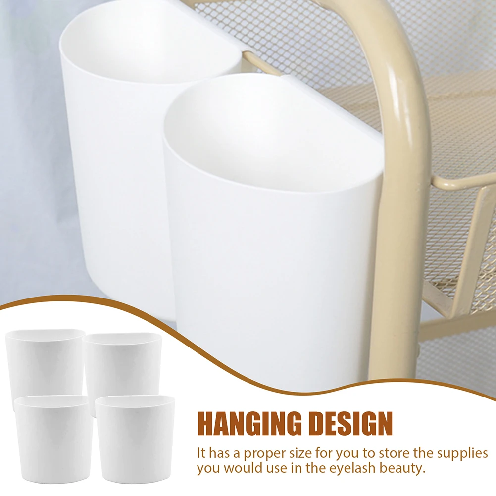 

4pcs Hanging Bucket Storage Baskets White Rolling Cart Accessories Small Trash Can Waste Basket Fruit Organizer Storage