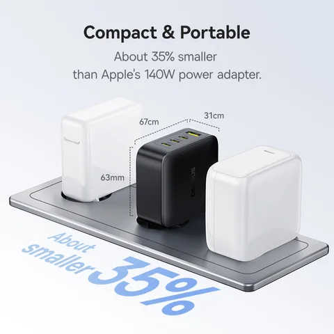 Зарядное устройство Baseus 140W PD, USB-C, быстрое зарядное устройство для MacBook, планшетов, телефонов, для iPhone 17, 16, 15