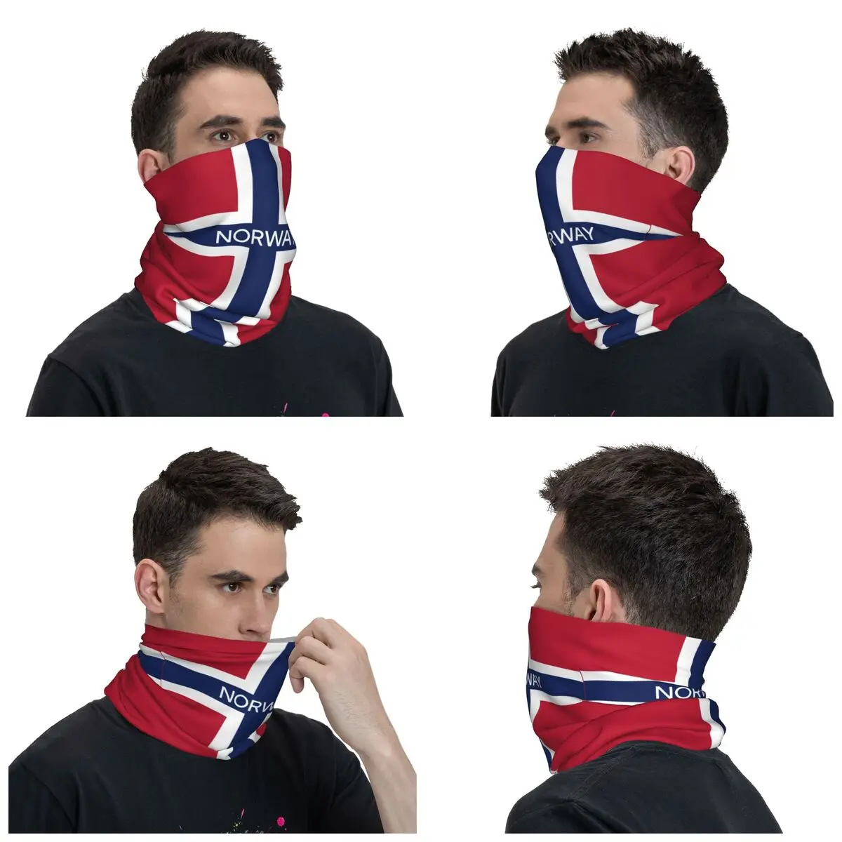 Custom Flag Of Norway Bandana Neck Gaiter for Ski Camping Men Women Wrap Scarf Norwegian Proud Headband Warmer Face Scarf Cover