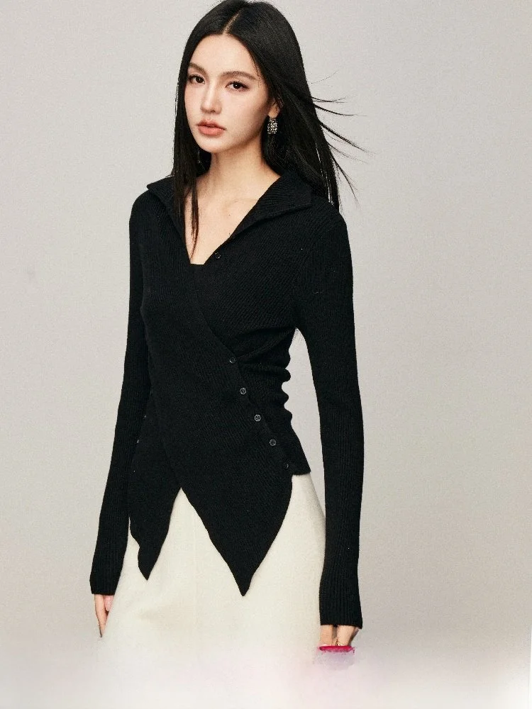 

Chill Zoe Faion Slim Fit Knitted Top Spring 2026 New Arrival Polyester Fiber Long Sve V-Ne Regular Length Color