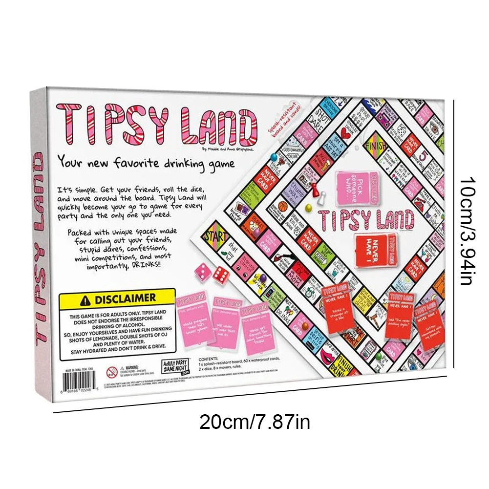 Tipsy Land Drinkspellen Interactieve bordspellen Nachtdrinkspellen voor meisjes Vrijgezellenfeestspellen voor volwassenen Spellen