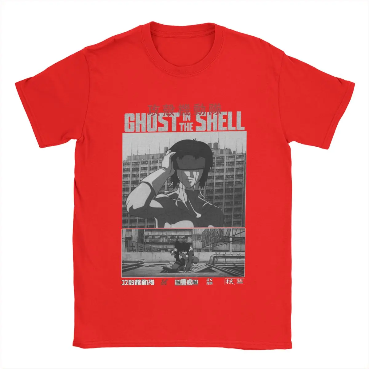 Damen T-Shirt aus reiner Baumwolle Retro Plus Size Kusana Motoko Ghost in The Shell Anime Kurzarm T-Shirt Plus Size Top Y2k Top
