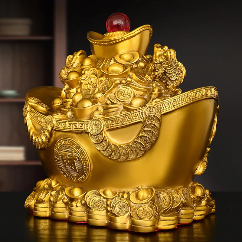 Copper and Gold Toad Ingot Wealth Attracting Ornament Treasure Pot Store Decoration