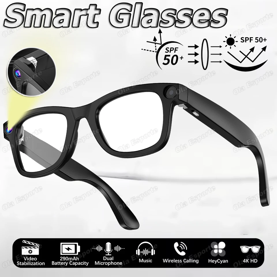 

Новые умные очки с HD-камерой 8 МП, AI-функциями, записью фото и видео, переводом, водонепроницаемые, с защитой от синего света, для мужчин и женщин