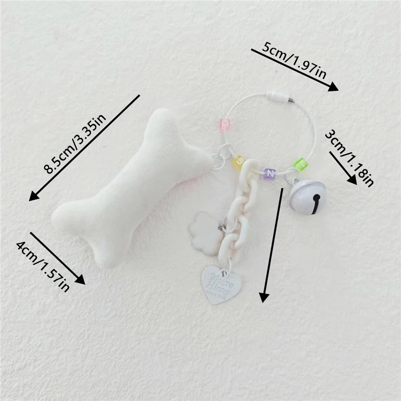 Cute Plush Animals Bone Keychain Creative Cartoon Stuffed Doll Key Holder Backpack Pendant Bag Decorations Accessories