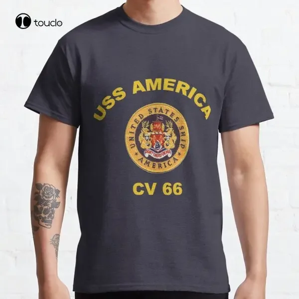 Uss America (Cva/Cv-66) Crest For Dark Colors Classic T-Shirt Tee Shirt Custom Aldult Teen Unisex Digital Printing Xs-5Xl