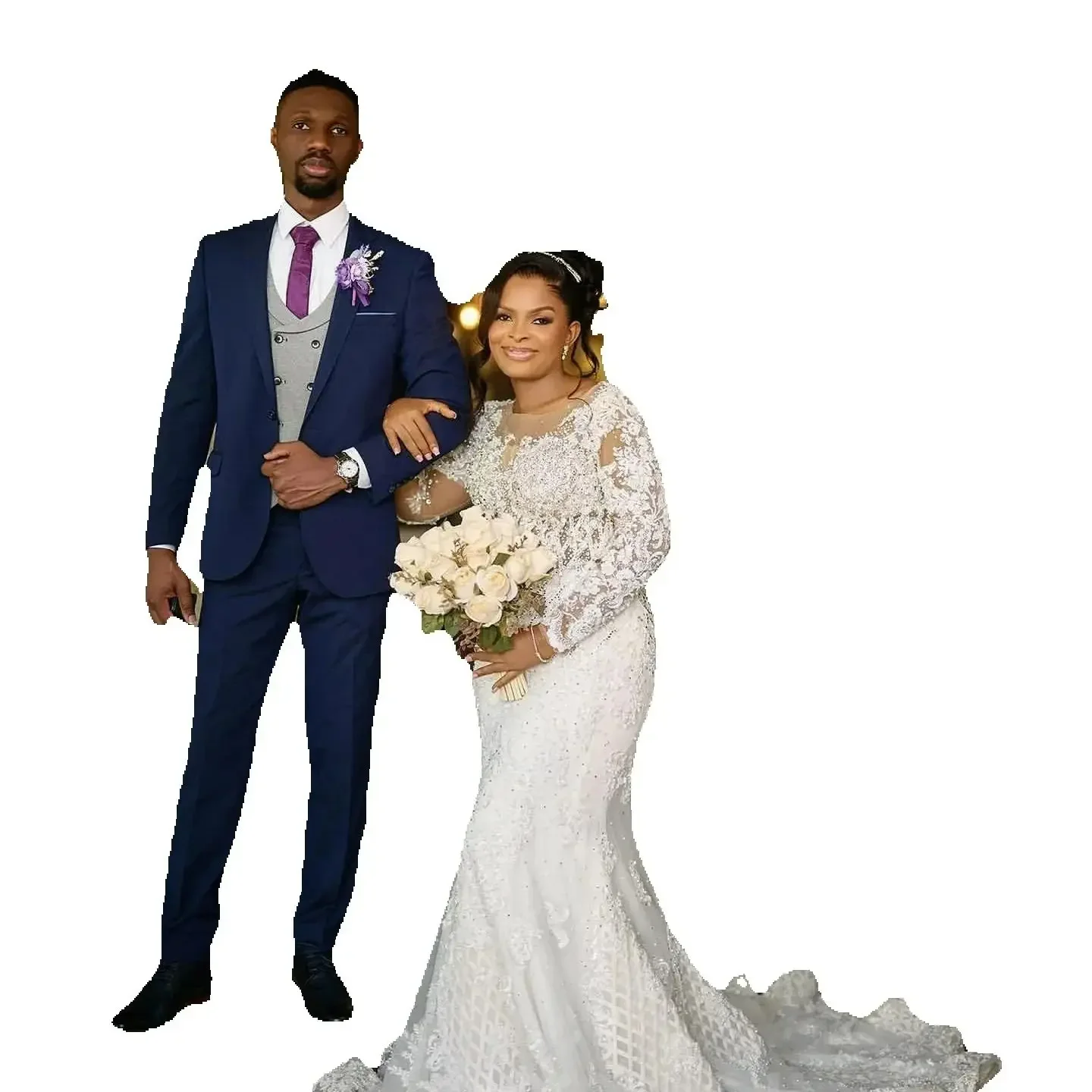 

Customized Sheer Neck See Through Shinny Appliques Pearls Wedding Dress Vestidos De Novia Long Sleeves Garden Bridal Gown