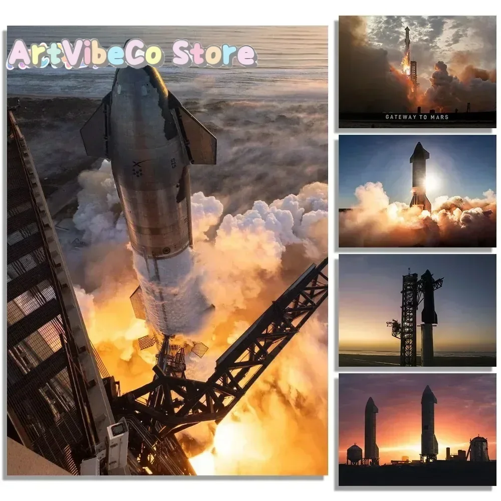Canvas Poster Aviation Technology Wall Real Photos of Spacex Starship Prints   Art Decor Rocket Art Photos Wall Art Decoratio
