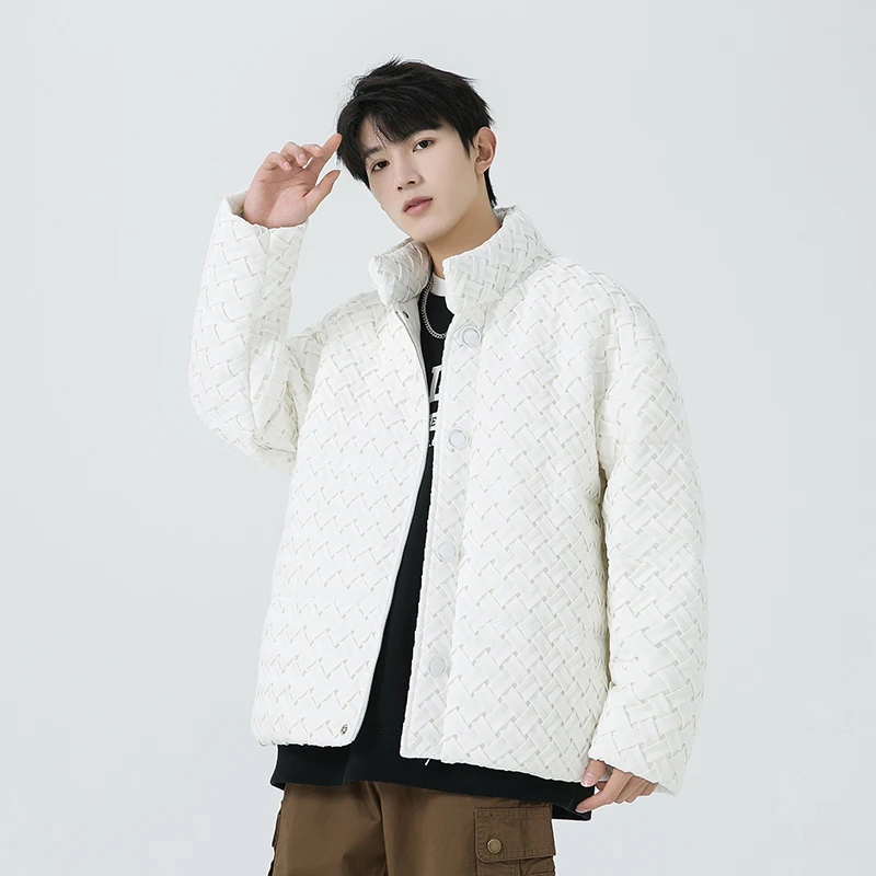 Men's Down Jacket White Duck Down Loose Thickened Winter New Style Workwear Woven Couple Bread Coat Outerwear