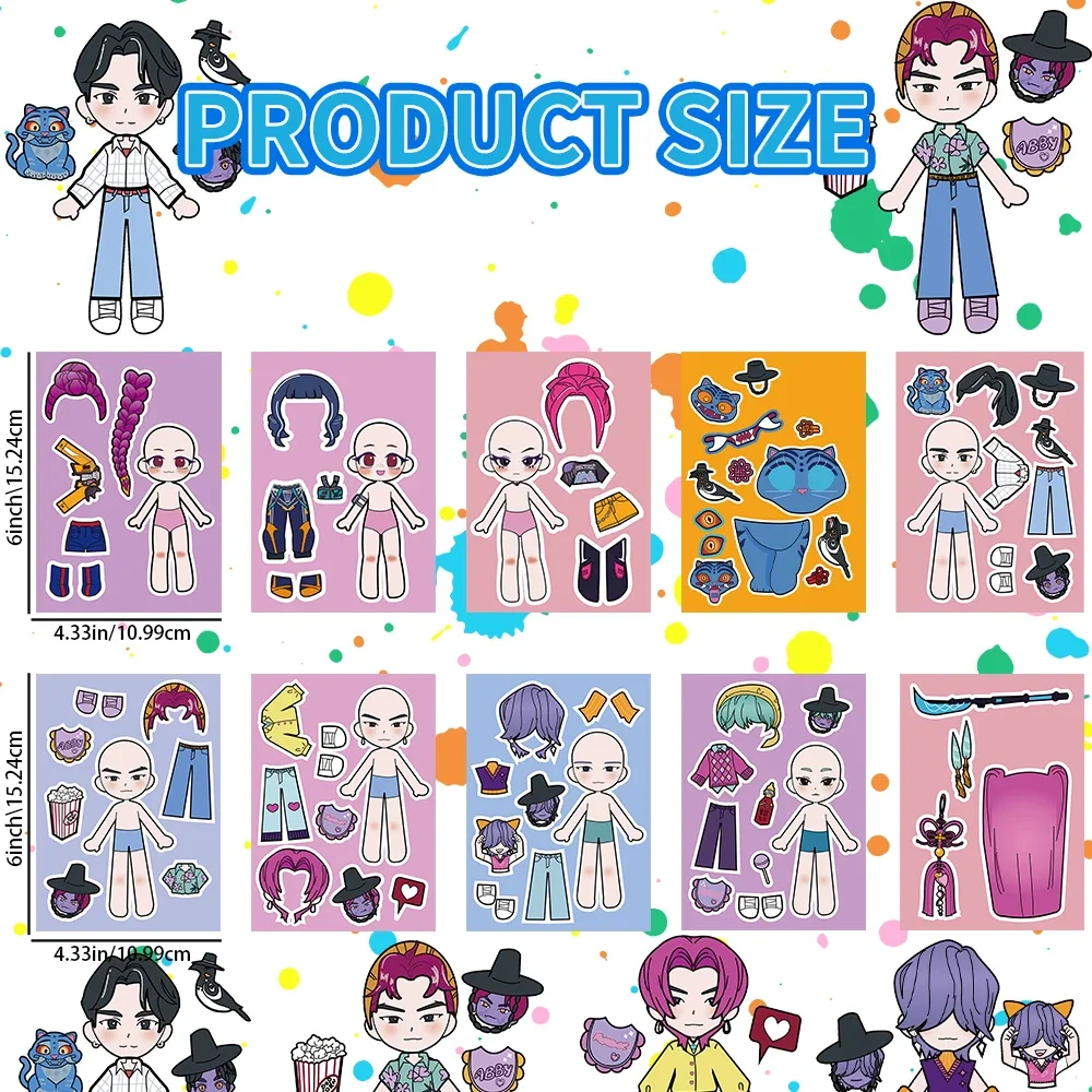 8 szt. naklejek KPop Demon Hunters, kreskówkowe, do samodzielnego wykonania, hurtowe naklejki anime do bagażu i butelek na wodę