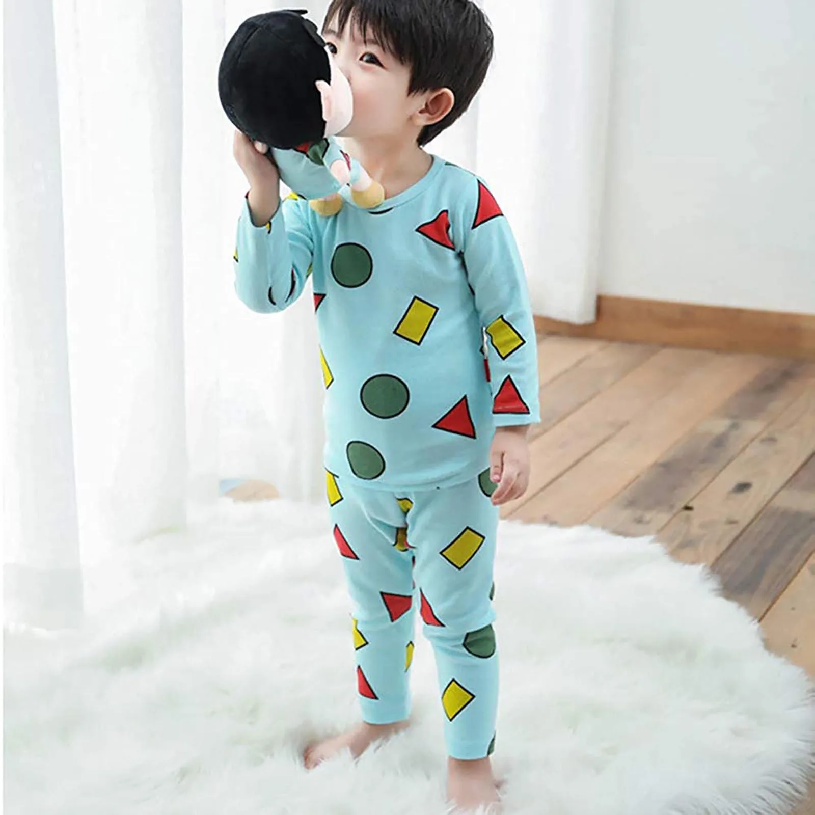 Kids Infant Christmas Pajamas Sets Boys Tops Cartoon Sleepwear Print Baby Outfit Girls Outfits&Set Baby Sleepwear 0 1 2 3 Years