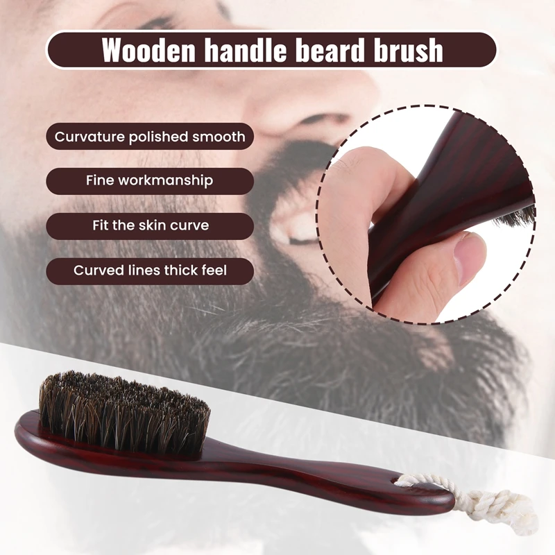 

A21I-Horse Hair Wave Hair Beard Brush Hair Comb Wooden Handle Large Curved Comb Men Natural Hair Combs Hair Styling Tools