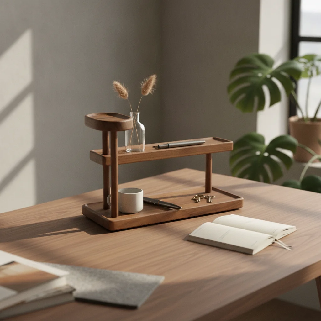3-Tier Desktop Shelf Compact Desktop Organizer with Compartments Stepped Display Shelf Versatile Desk Display Rack Multipurpose