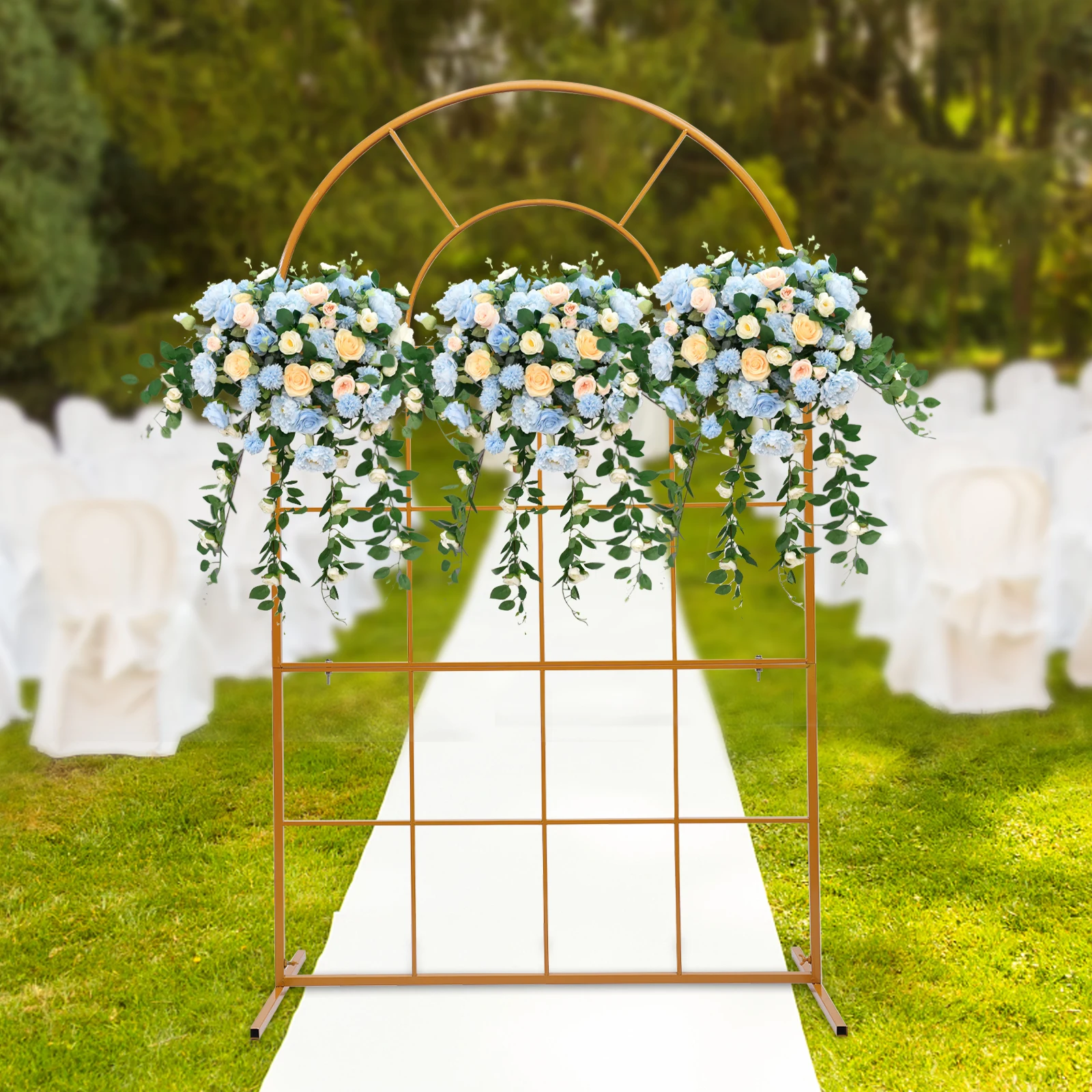 Gold Metal Wedding Arch Backdrop Stand 6.6ft Garden Holder Rack Arch Stand Wedding Party Decor Frame