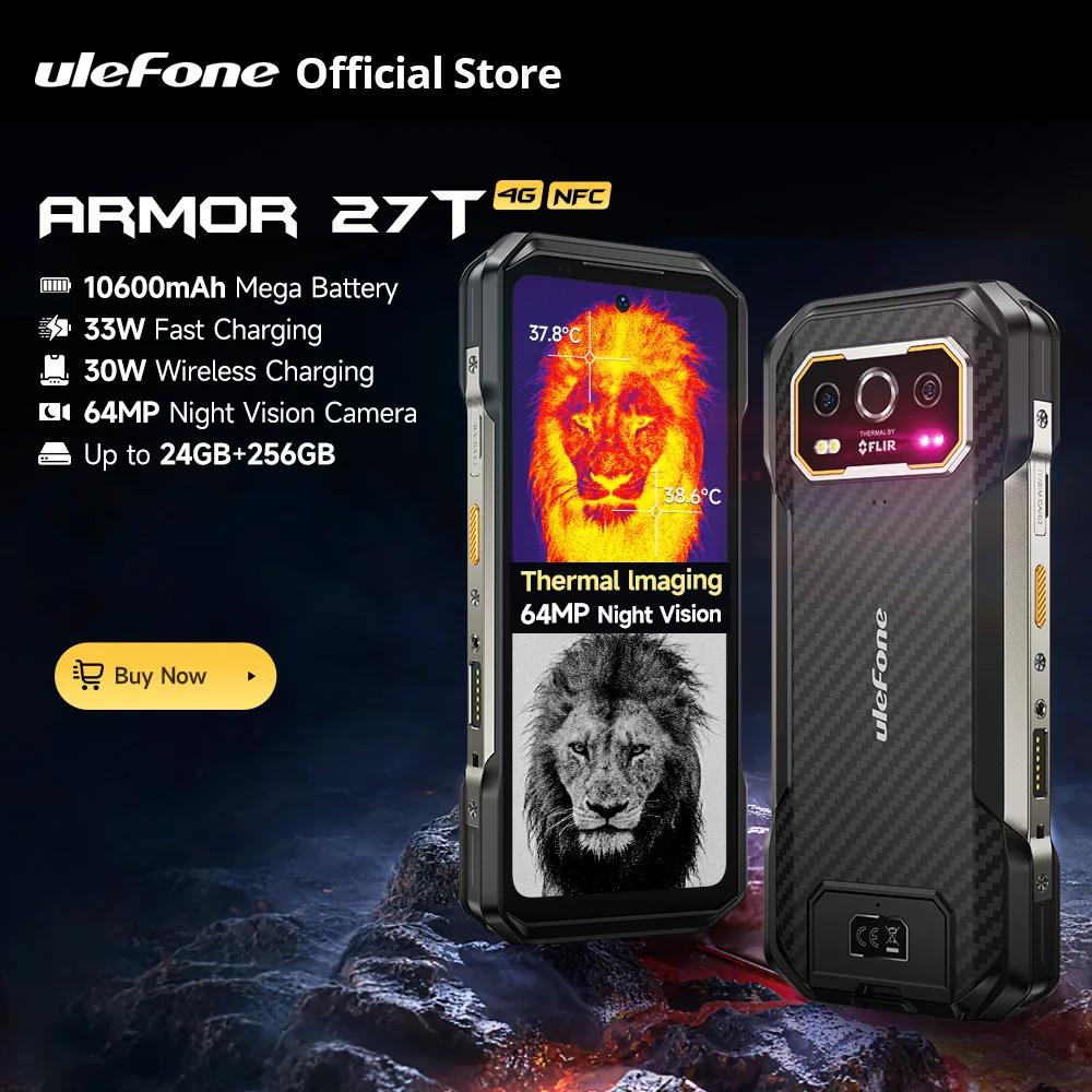 【NEW 2024】 Ulefone Armor 27T 4G 10600mAh Rugged Phone Android 14 Smartphone 24GB +256GB 6.78