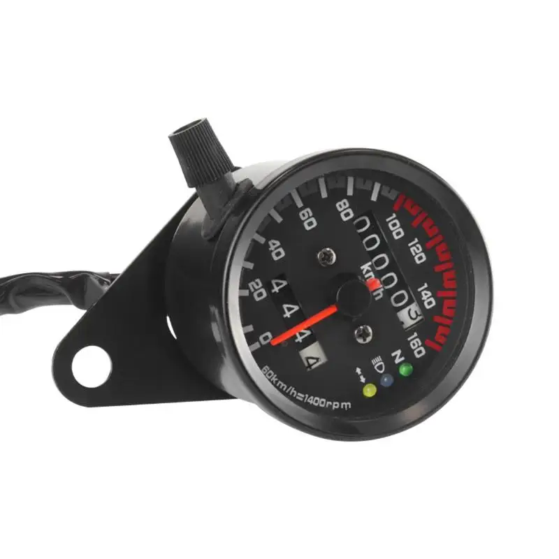 【MO】Motorcycle Speedometer For Cafe Racer Motorbike Universal 12V Backlight Indicator With LED Signal Light Odometer Gauge