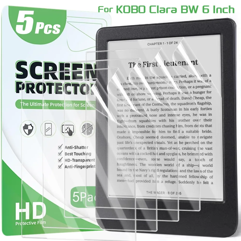 

1-5 шт. для KOBO Clara BW 6-дюймовая защитная пленка для экрана 2024, прозрачная мягкая защитная пленка из ПЭТ от царапин, пленка для эректора, пленки для дисплея