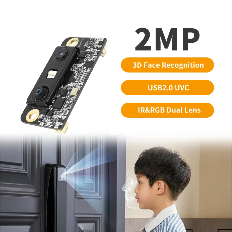 Mini 2MP Facial Recognition Binocular RGB Dual Lens AI USB Camera 3D Face Recognition Camera Module USB2.0 with IR Infrared