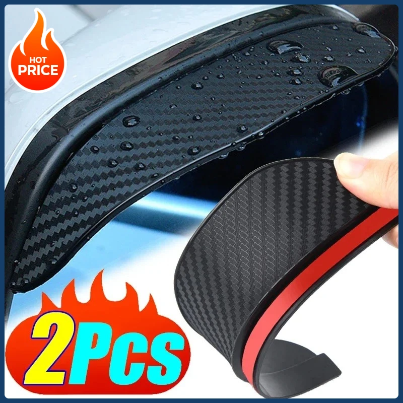 

2PCS Car Carbon Fiber Sun Visor Shade Cover Universal Rearview Mirror Rain Eyebrow for Cars Safe Driving Decorate Accessories