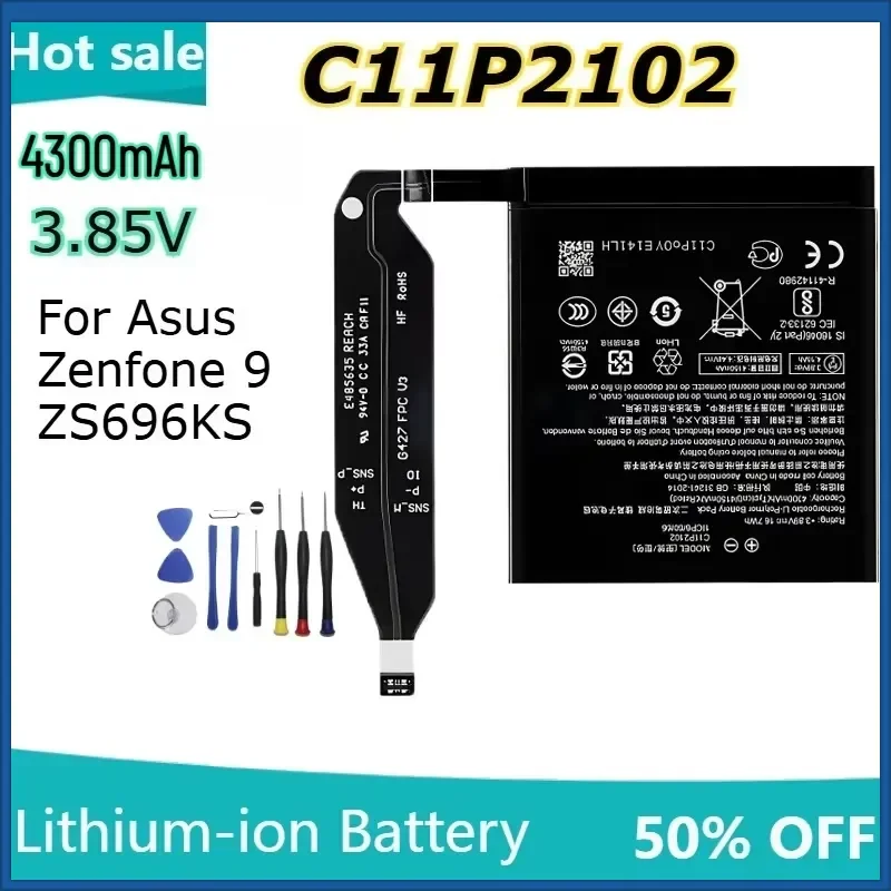 C11P2102 4300mah 3.85V Mobile Phone Batteries for Asus Zenfone 9 ZS696KS Large Capacity Lithium Battery