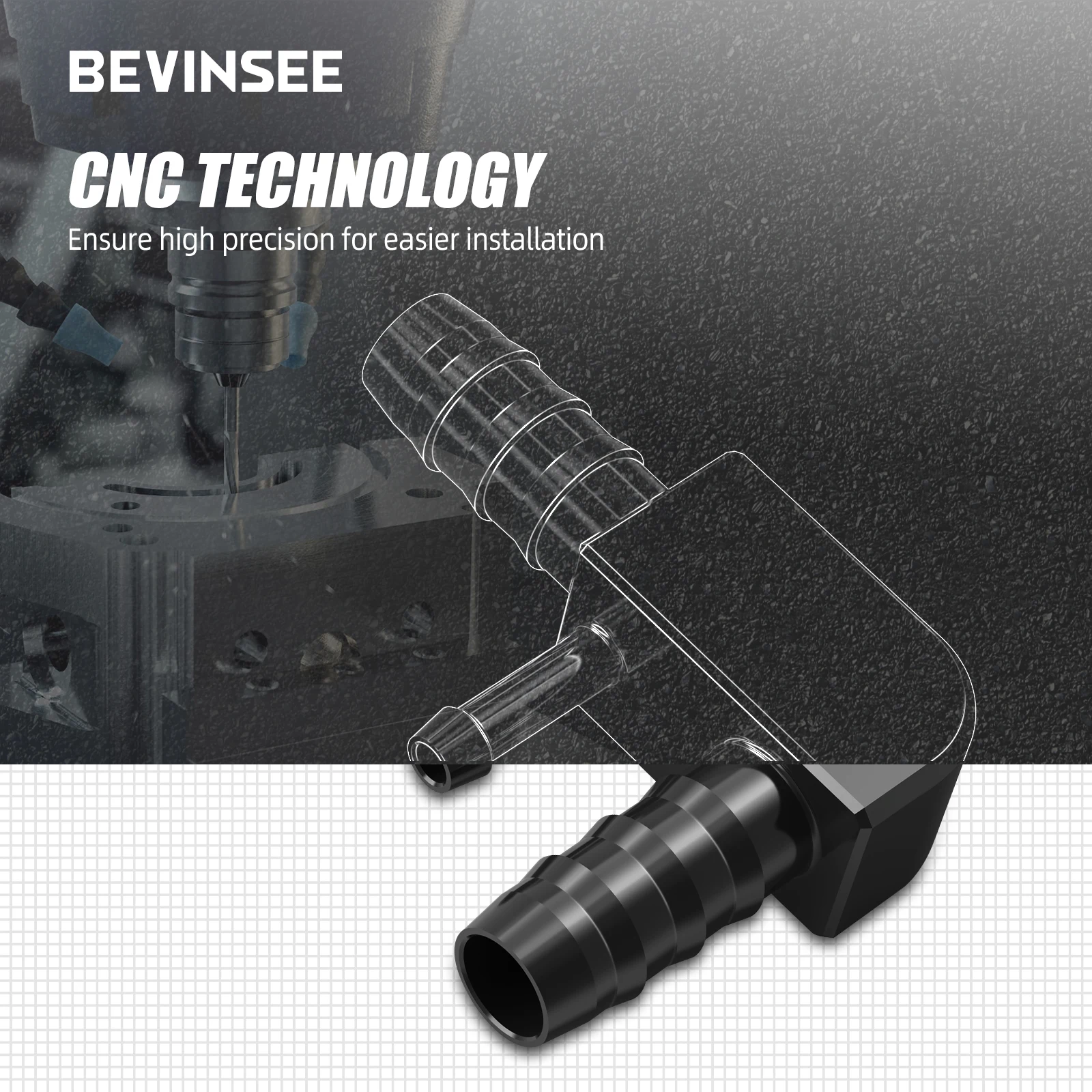 BEVINSEE Air Hose F-Connector For BMW E39 E46 Z3 M54 Engine Aluminium Intake Hose Connector Car Cooling Accessories 13327503677