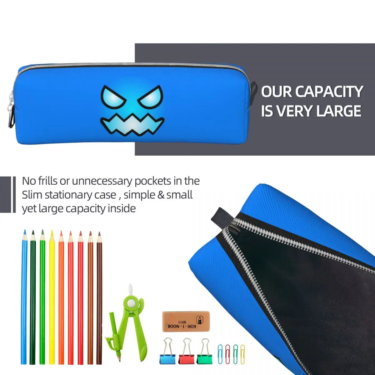 Imagem -06 - Bolsa de Suporte Geométrico para Meninos e Meninas Geometry Dash Games Video Game Fun Pencil Cases Grande Capacidade Office Zipper Pencilcases