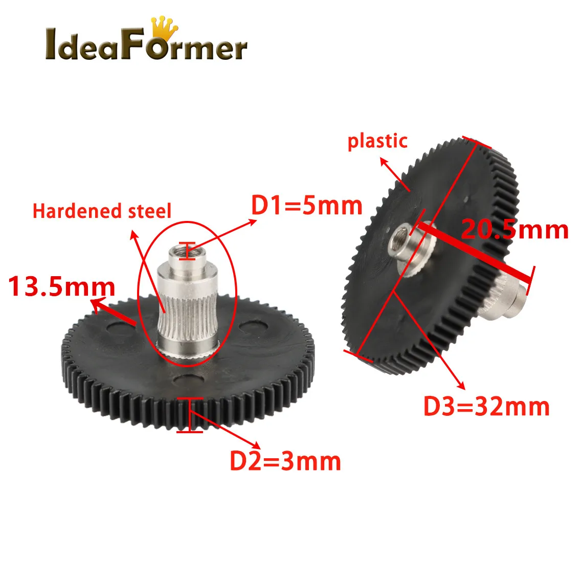 Titan Aero Metal Extruder Idler Arm Gear con 66 denti 1.75mm per Prusa i3 Ultimate Sidewinder X1 Titan Extruder 3D Printer Part