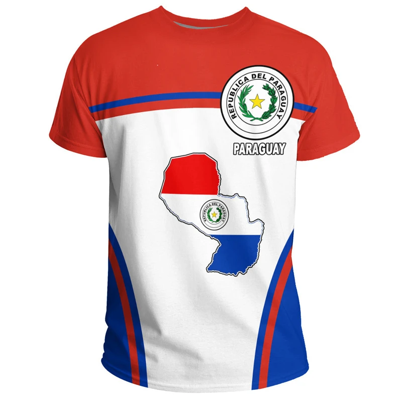 

Paraguay Flag Map Graphic T Shirts Casual Sport Jersey National Emblem T Shirt For Men Clothes Coat Of Arms Male Tshirt Boy Tops