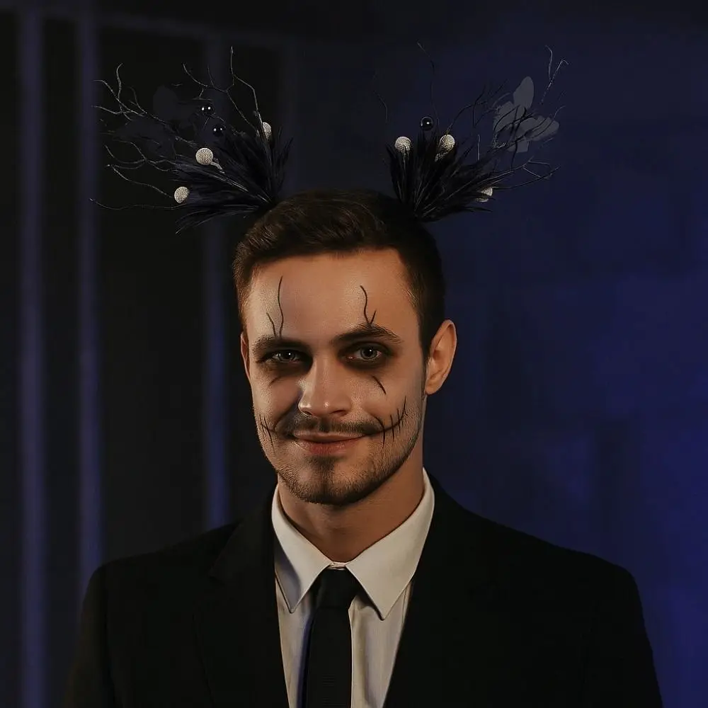 

Funny Halloween Hair Hoop Dark Butterfly Pearls Deer Antlers Branch Headband Polyester Ghost Hands Festival Hair Accessories