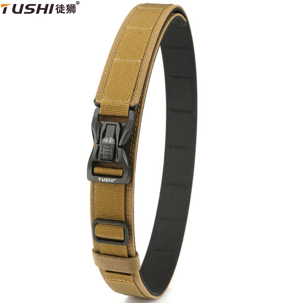 TUSHI Belt Hard Tactical Belt for Men Metal Buckle Gun Belt 1100D Thick Nylon Military Belt EDC Outdoor Girdle IPSC Accessories